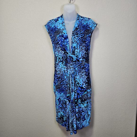 Miraclesuit Womens Swimsuit CoverUp Belted Dress Short Sleeve Nautical Stretch M - Picture 1 of 12